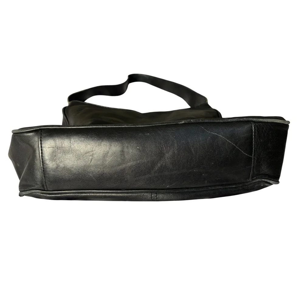 READ Vintage Lauren Ralph Lauren Black Leather Shoulder Bag Y2K Hobo Purse